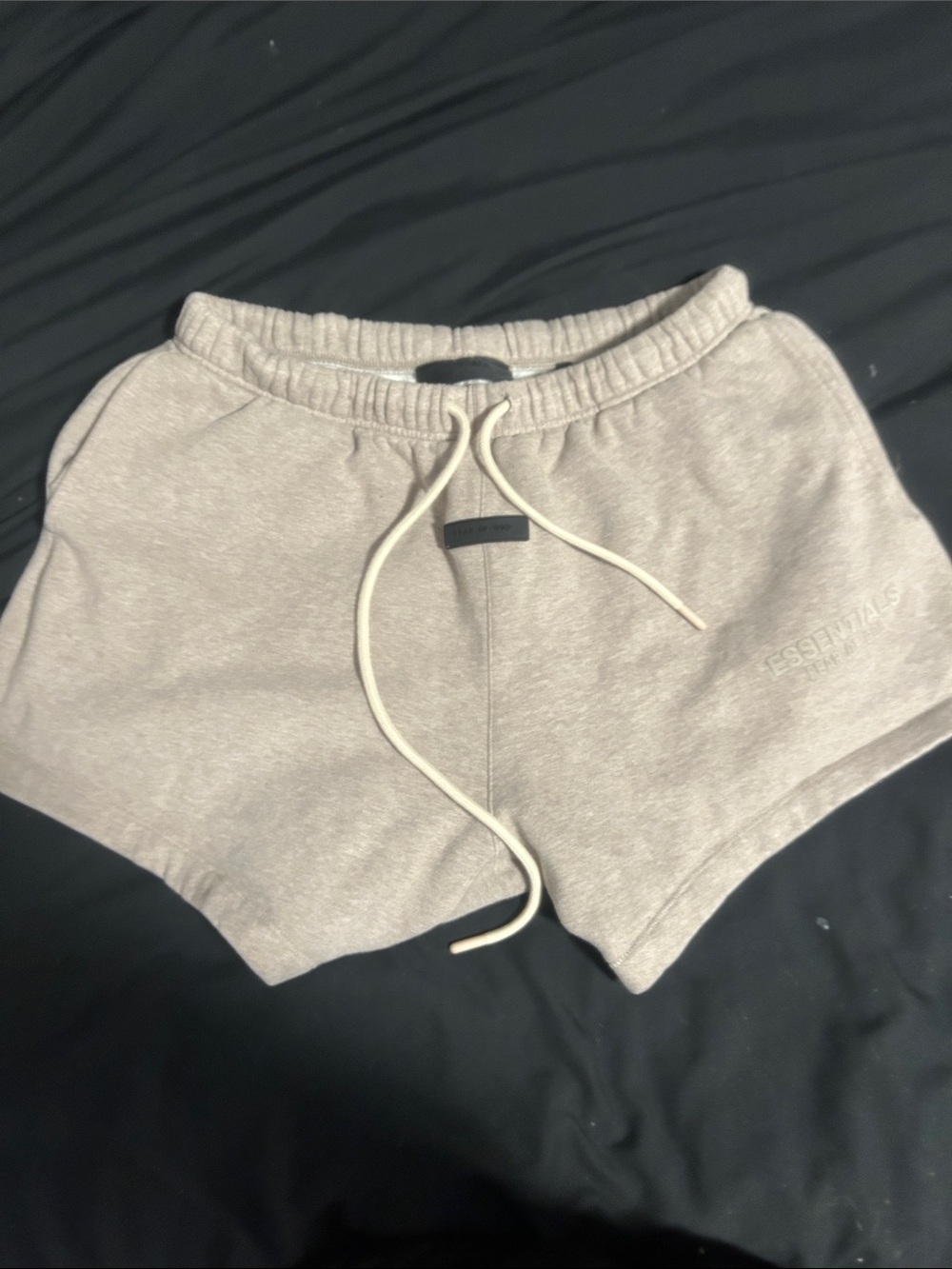 Fear of God Beige Pullover Hoodie with Black Logo Patch